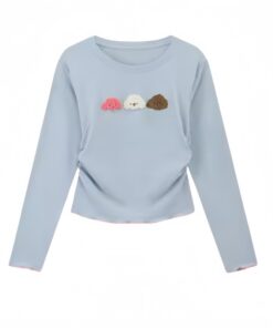 Street Style Cartoon Flocked Ruffle Long Sleeve