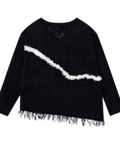 Fashionable Black Lace Trim V-Neck Long Sleeve
