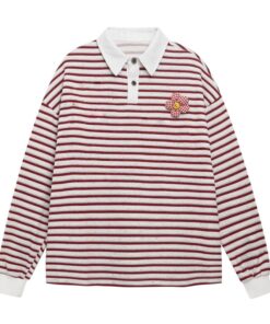 Trendy Vintage Wash Striped Long Sleeve